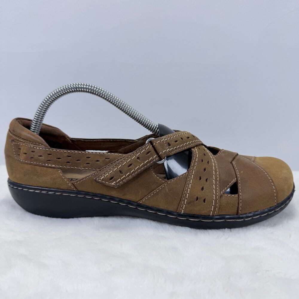 Clarks Collection Ashland Spin Q Leather Mary Jane Slip-Ons Women’s Size 7.5